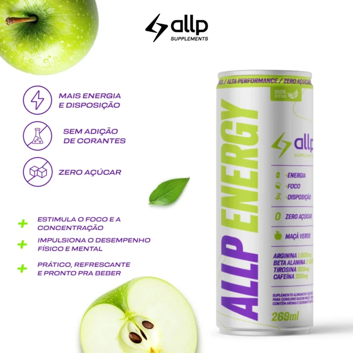 Pack Com 6 Allp Energy Maçã Verde 269ml - Imagem 2