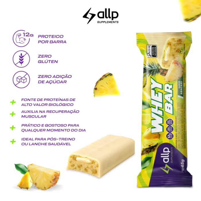 Whey Bar Abacaxi 12 unidades x 45g - Imagem 2