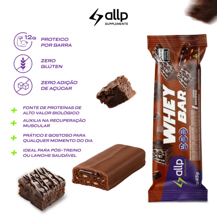 Whey Bar Brownie 12 unidades x 45g - Imagem 2