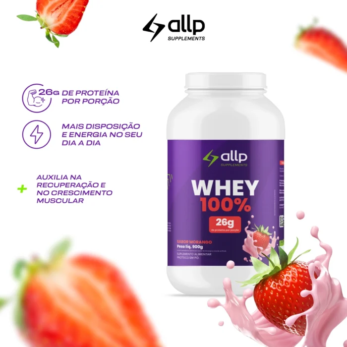 Whey Protein 100% Morango 900g - Allp Supplements - Imagem 2