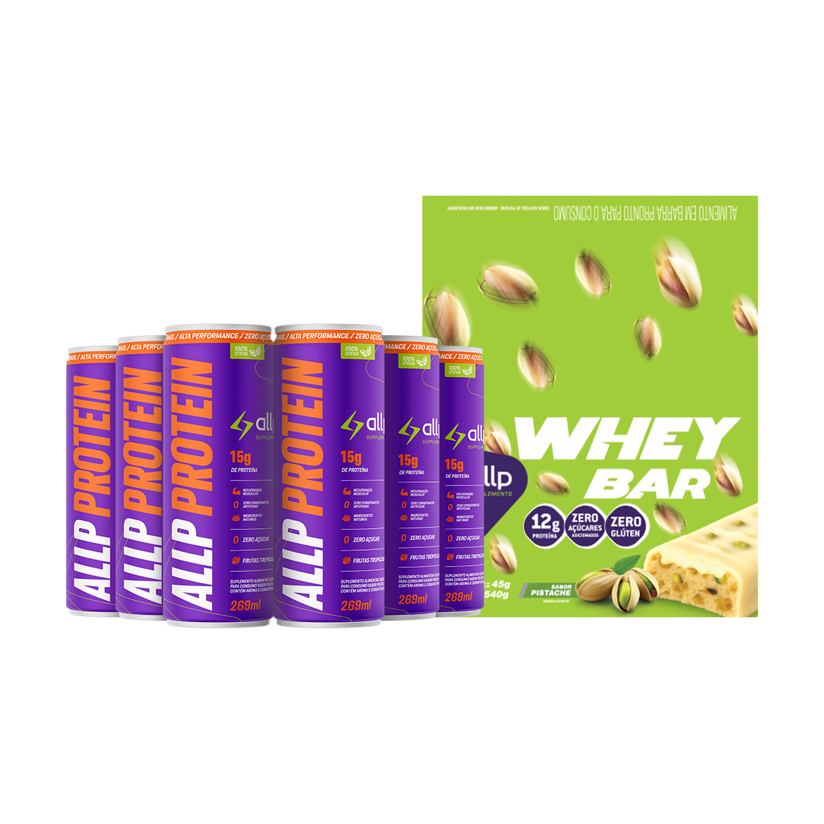 15401906451-combo-lanche-protein.png Kit Lanche Inteligente - Whey Bar Pistache + Allp Protein Frutas Tropicais - Imagem 1