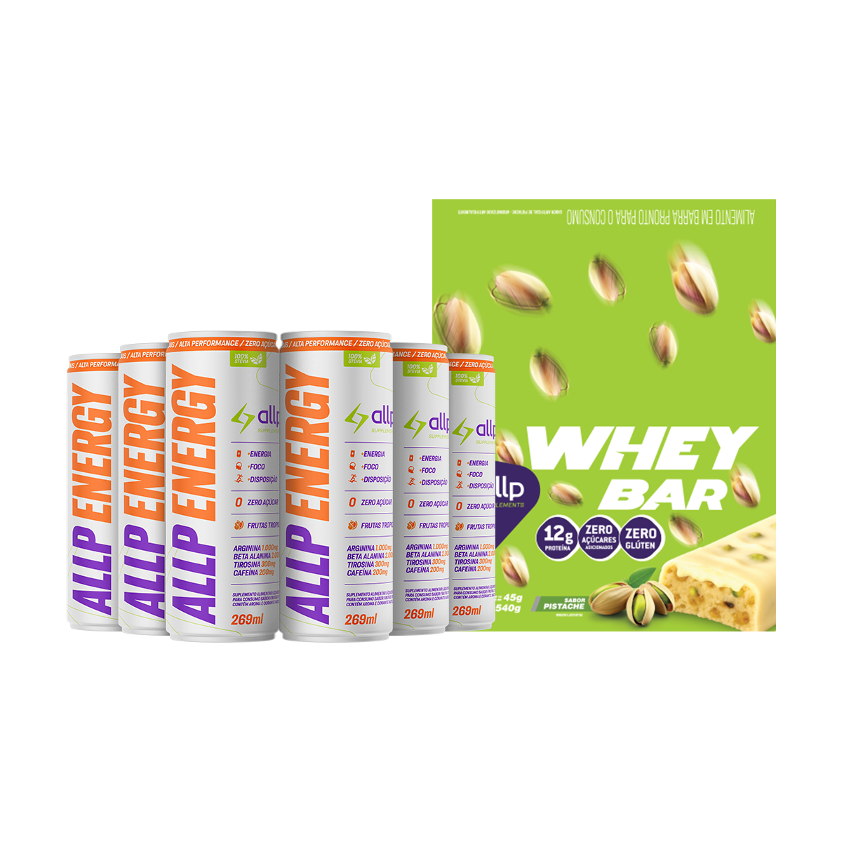 15401918545-combo-lanche-inteligente-energy-tropical.png Kit Lanche Inteligente - Whey Bar Pistache + Allp Energy Frutas Tropicais - Imagem 1