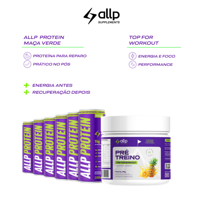 Kit Duo Pré & Pós-Treino - Workout e Allp Protein Maça Verde - Imagem 2