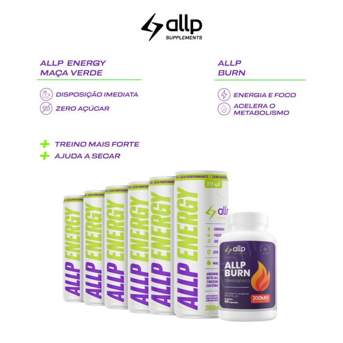 Kit Booster Metabólico - Allp Burn e Allp Energy Maça Verde - Imagem 2