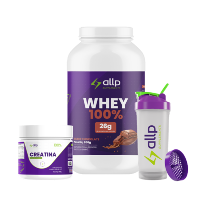 Kit Start Força & Performance - Whey, Creatina e Coqueteleira