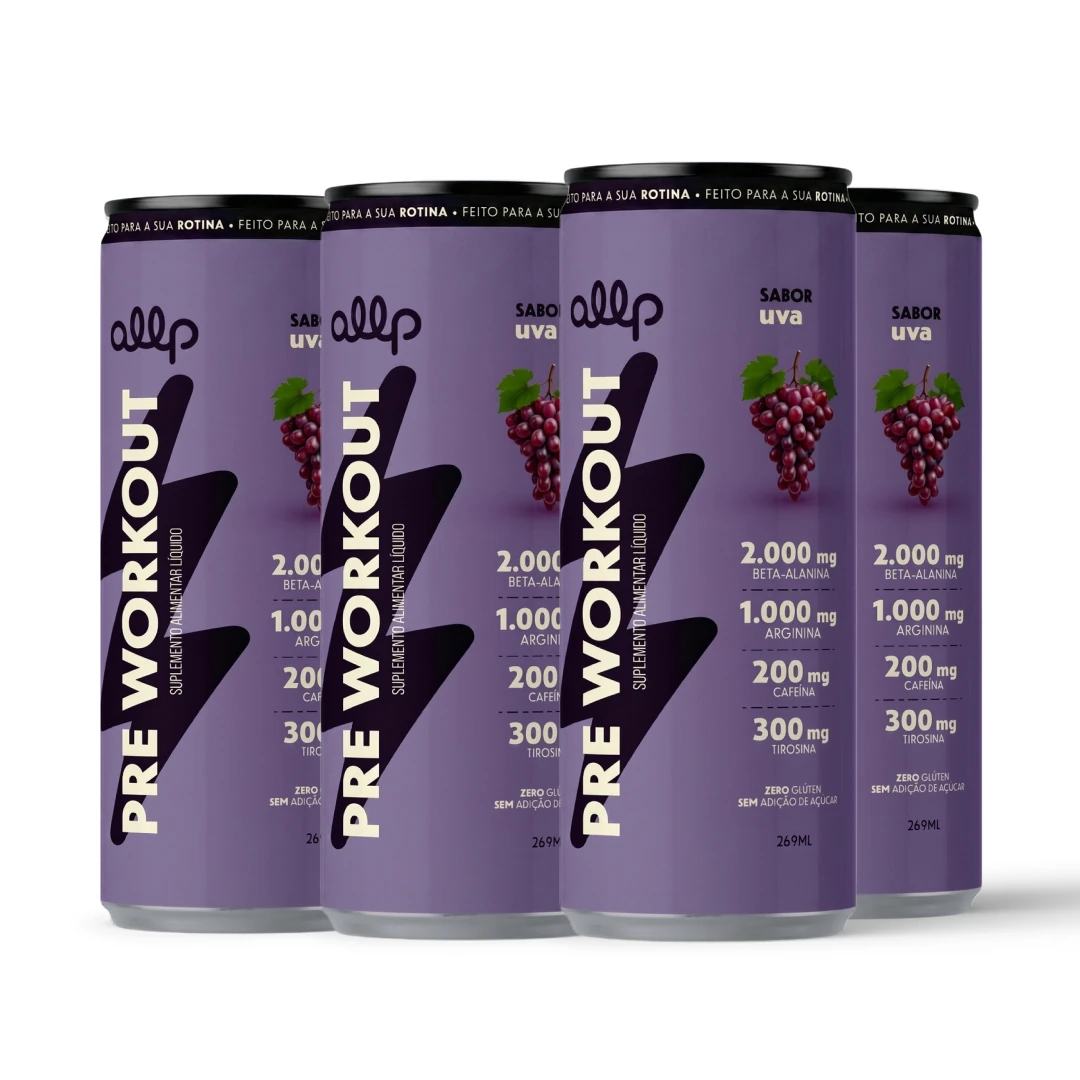 Allp Protein Maçã verde-2 Pack com 6 Pré-Workout Uva 269ml - Imagem 1